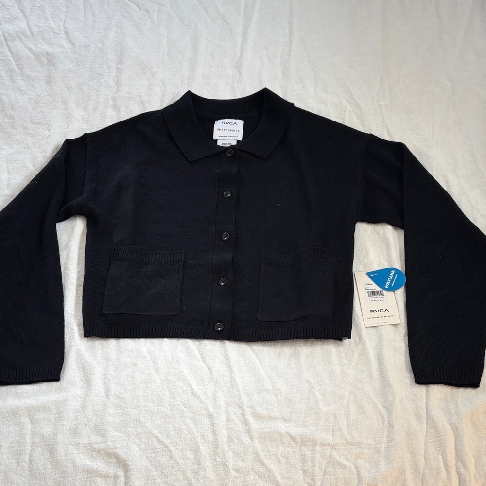 RVCA Women's Black Button-Up Brady Sweater